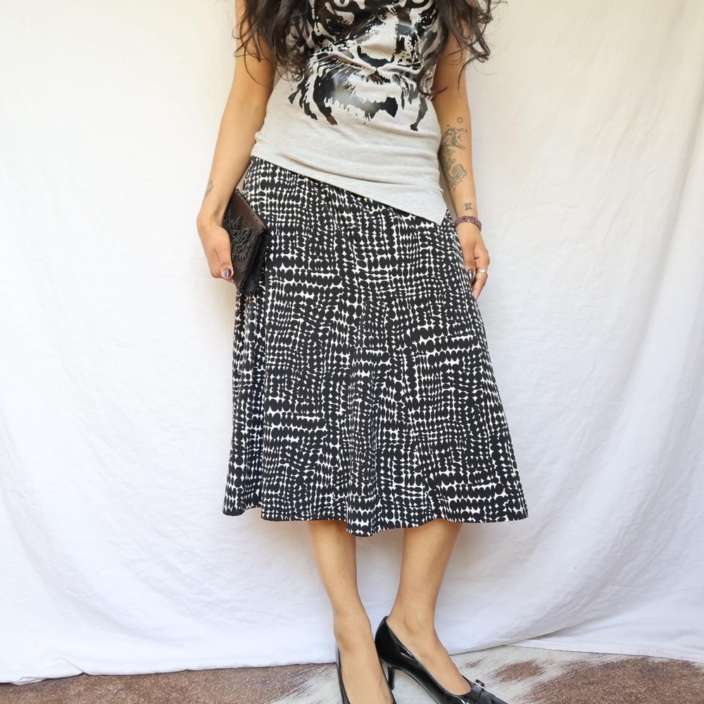 Optical Polka Dot Vintage Midi Skirt